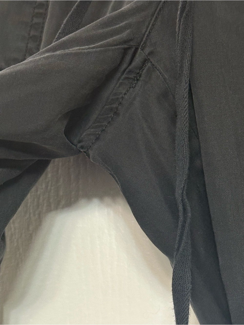 Lou & Grey for LOFT Utility Pants M Washed Black Gray Drawstring Lyocell Tapered - Picture 6 of 7